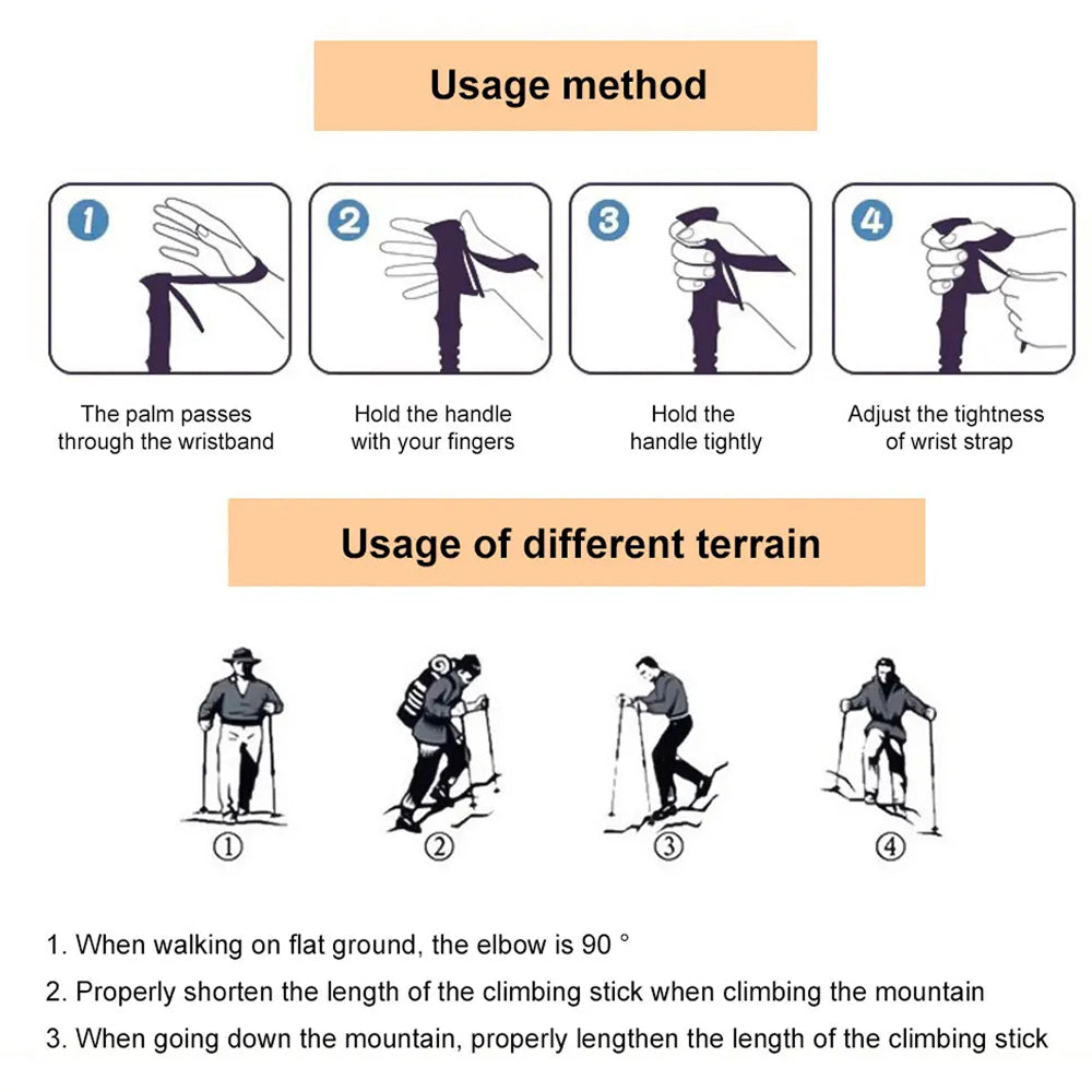 TrekPixin Adjustable T-Handle Aluminum Alloy Trekking Poles for Hiking