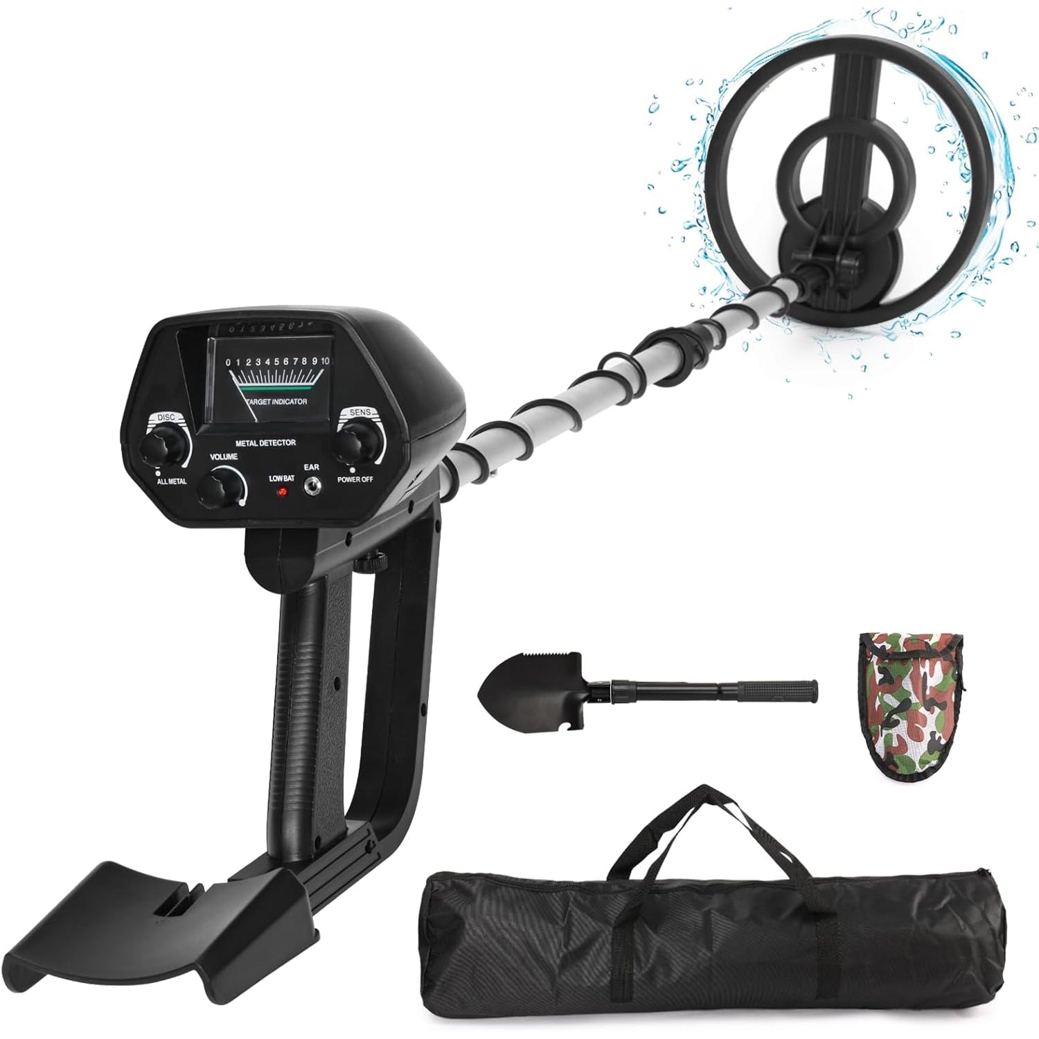 FrexSeek Metal Detector for Kids 10" Deep Detection IP68 Waterproof Gold Finder Kit