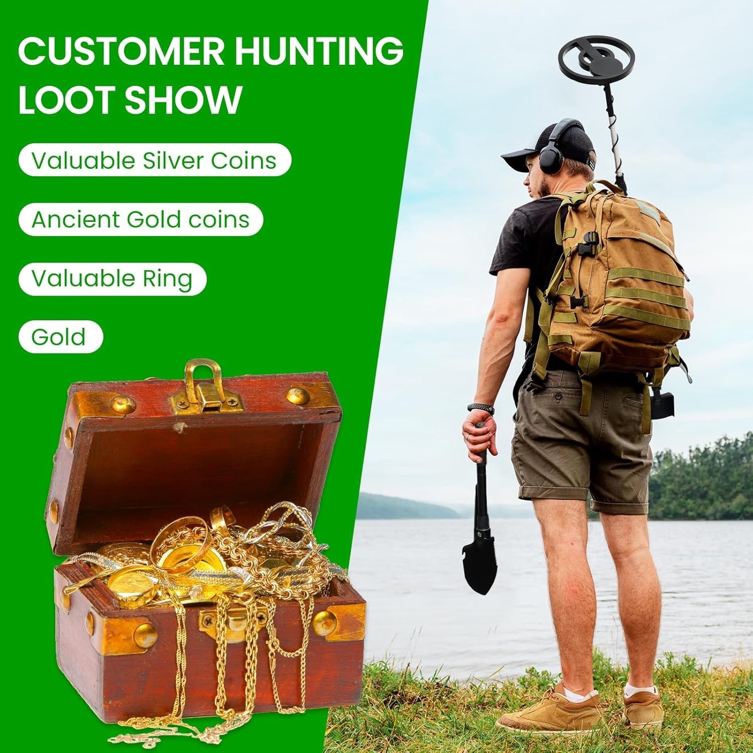 FrexSeek Metal Detector for Kids 10" Deep Detection IP68 Waterproof Gold Finder Kit