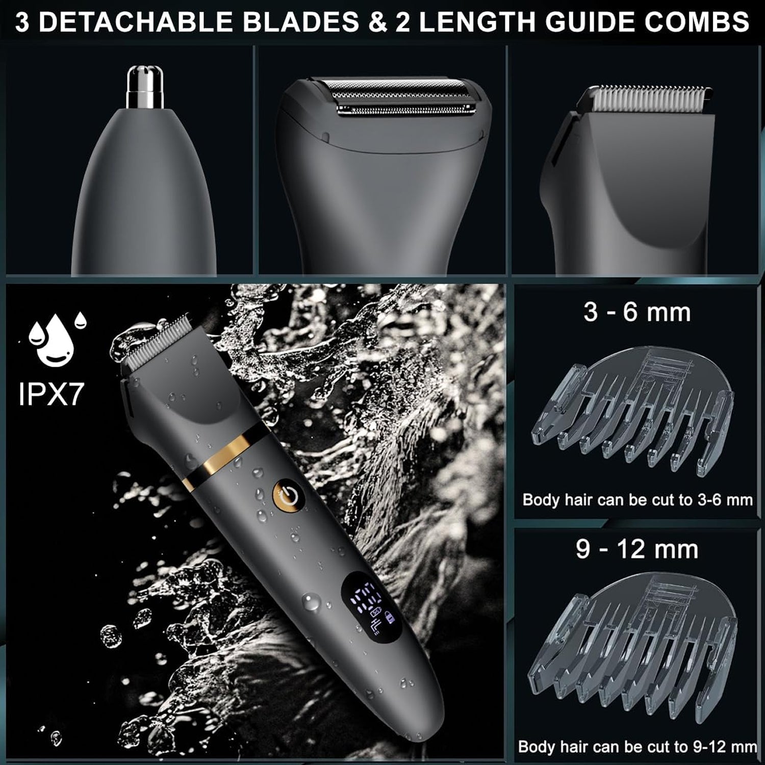 TriBladu 3-in-1 Electric Shaver Titanium Blades IPX7 Waterproof with 70-Minute Runtime and USB-C Fast Charging