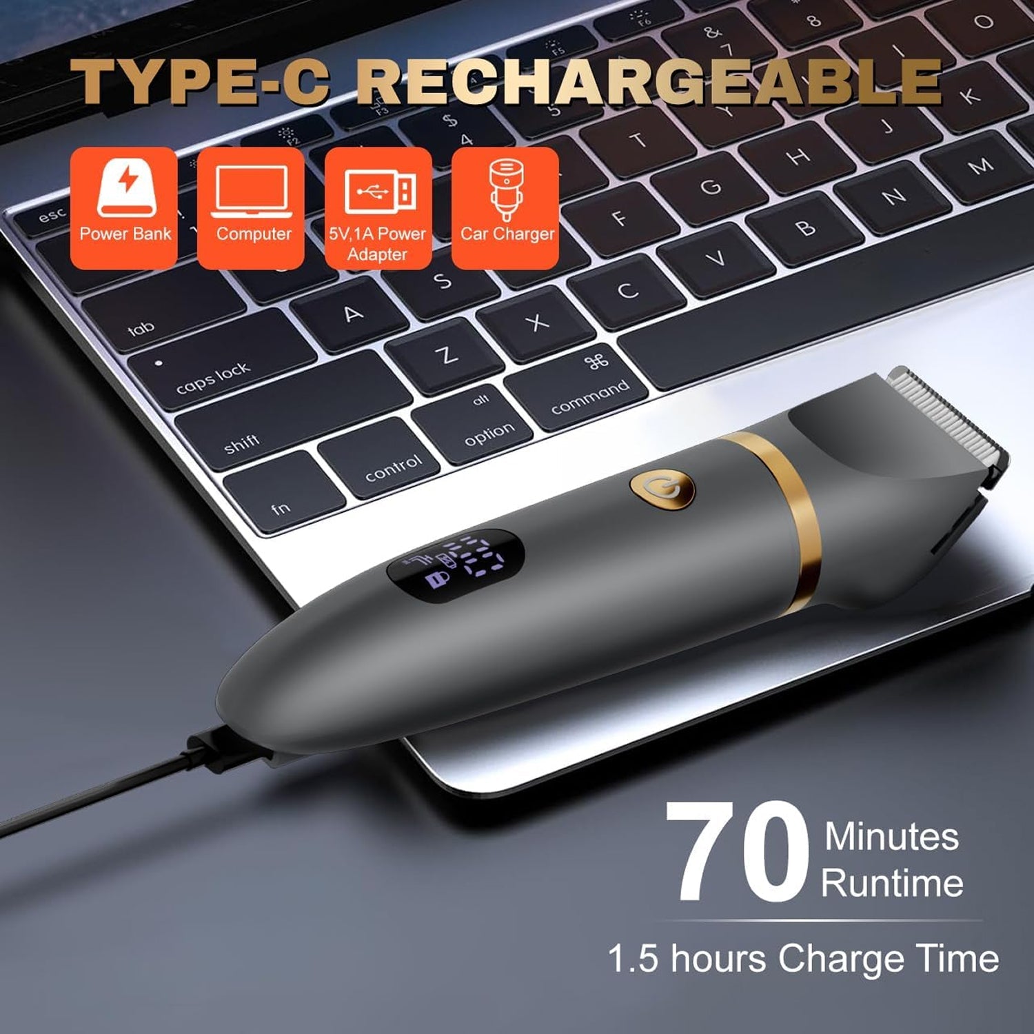 TriBladu 3-in-1 Electric Shaver Titanium Blades IPX7 Waterproof with 70-Minute Runtime and USB-C Fast Charging