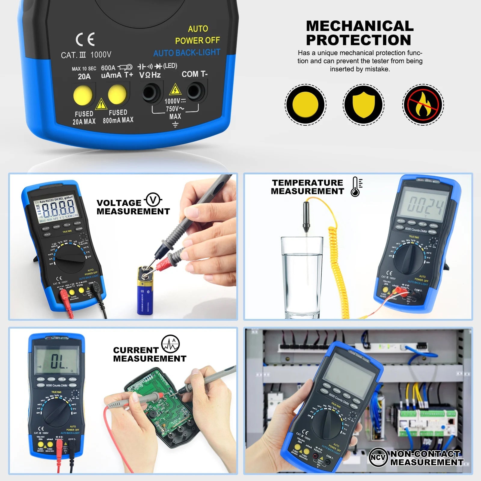 TrusMeaz Digital Multimeter 40,000 Counts True RMS NCV High-Precision Tester