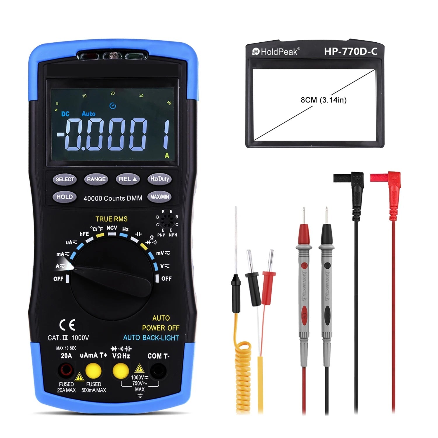 TrusMeaz Digital Multimeter 40,000 Counts True RMS NCV High-Precision Tester