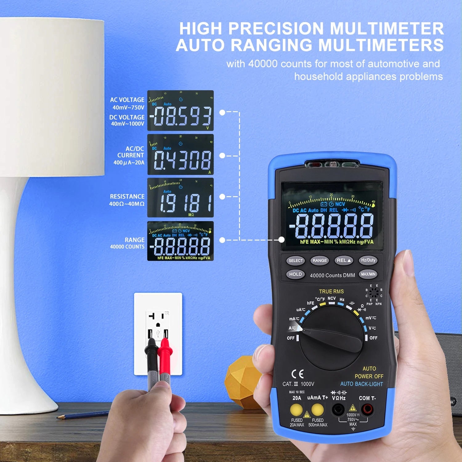 TrusMeaz Digital Multimeter 40,000 Counts True RMS NCV High-Precision Tester