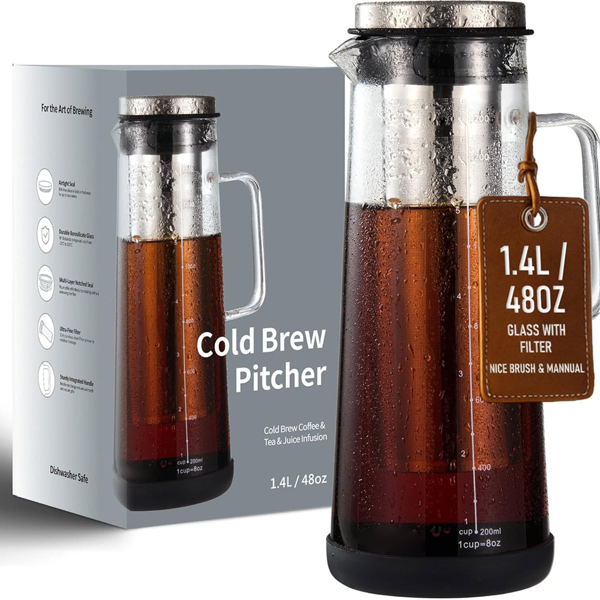 Twizzoly Airtight Cold Brew Coffee Maker - Borosilicate Glass