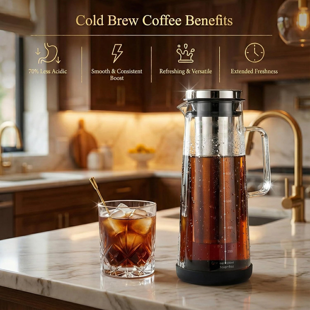 Twizzoly Airtight Cold Brew Coffee Maker - Borosilicate Glass