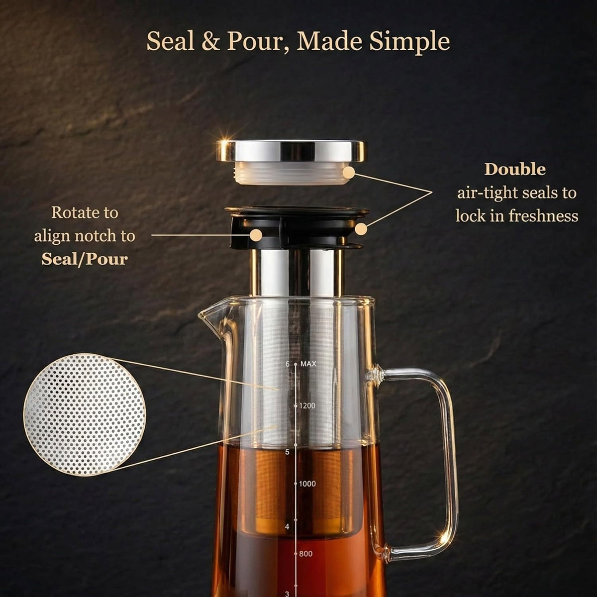 Twizzoly Airtight Cold Brew Coffee Maker - Borosilicate Glass