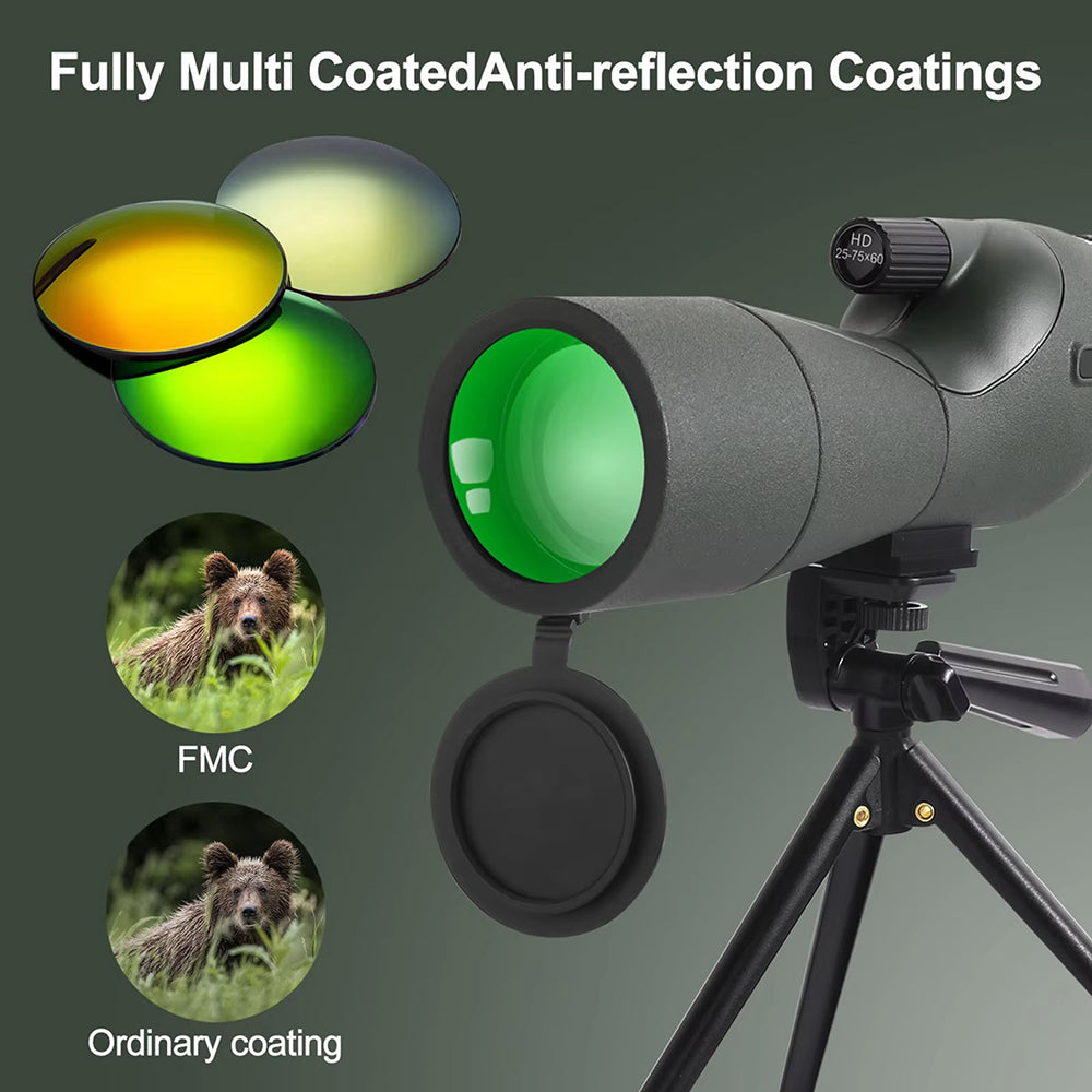 UnixClos Spotting Scope 25-75x60mm HD BAK4 Prism Waterproof with Phone Adapter