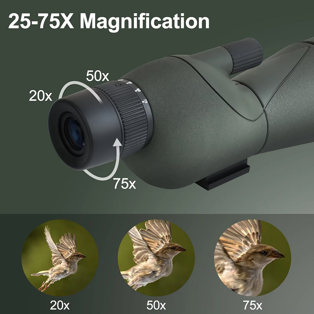 UnixClos Spotting Scope 25-75x60mm HD BAK4 Prism Waterproof with Phone Adapter