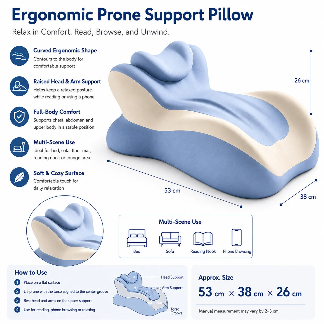 VaelisFen Memory Foam Reading & Lumbar Support Pillow