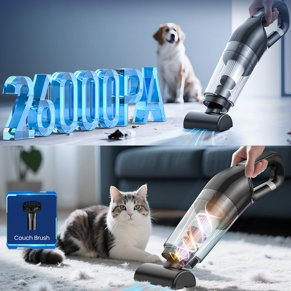 VamixLi Cordless Handheld Vacuum 26,000 PA Suction 80-Min Fast Charge Under 500g Portable