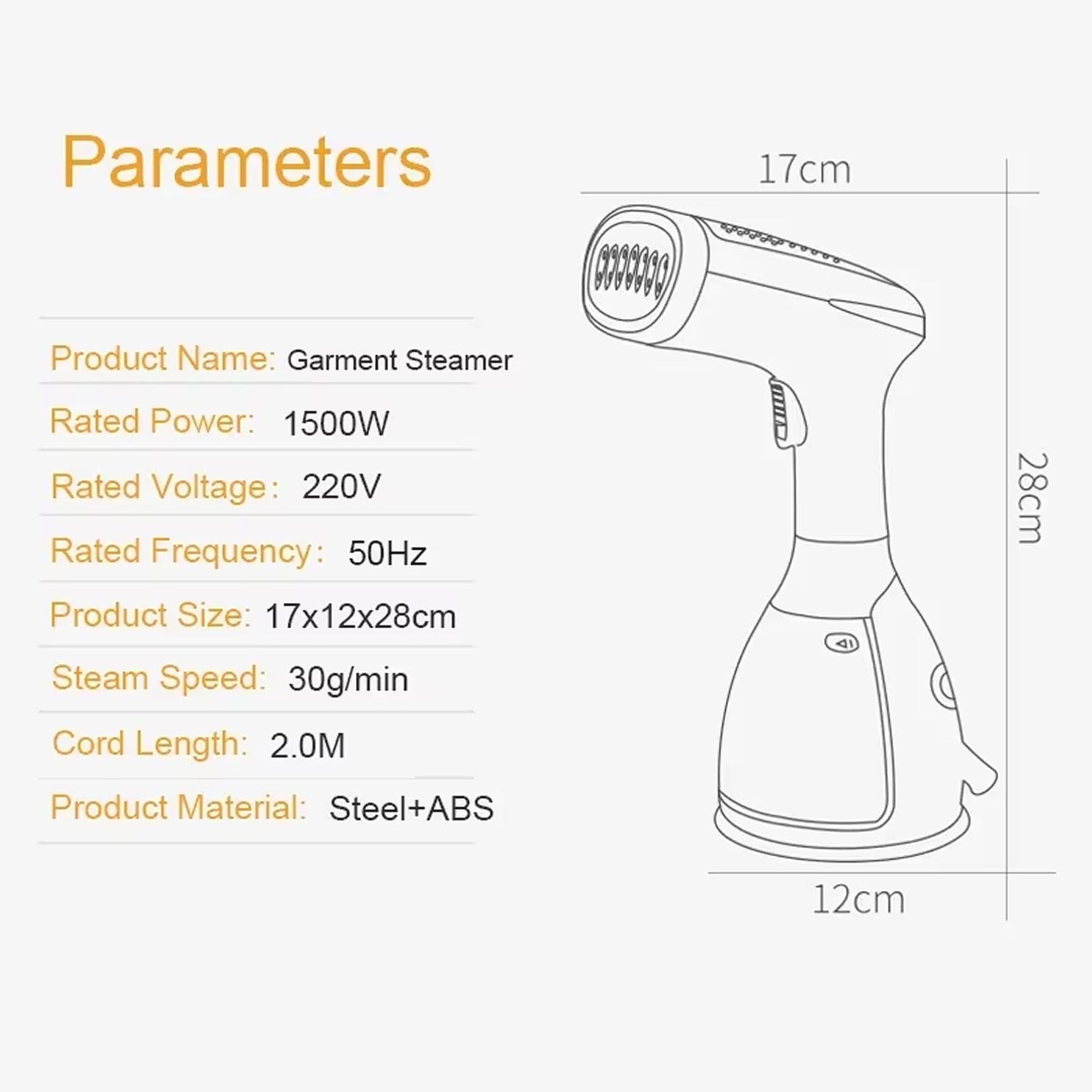 VapoElit Clothes Steamer 1500W Handheld 15s Fast Heat-Up 2-in-1 Iron & Steamer