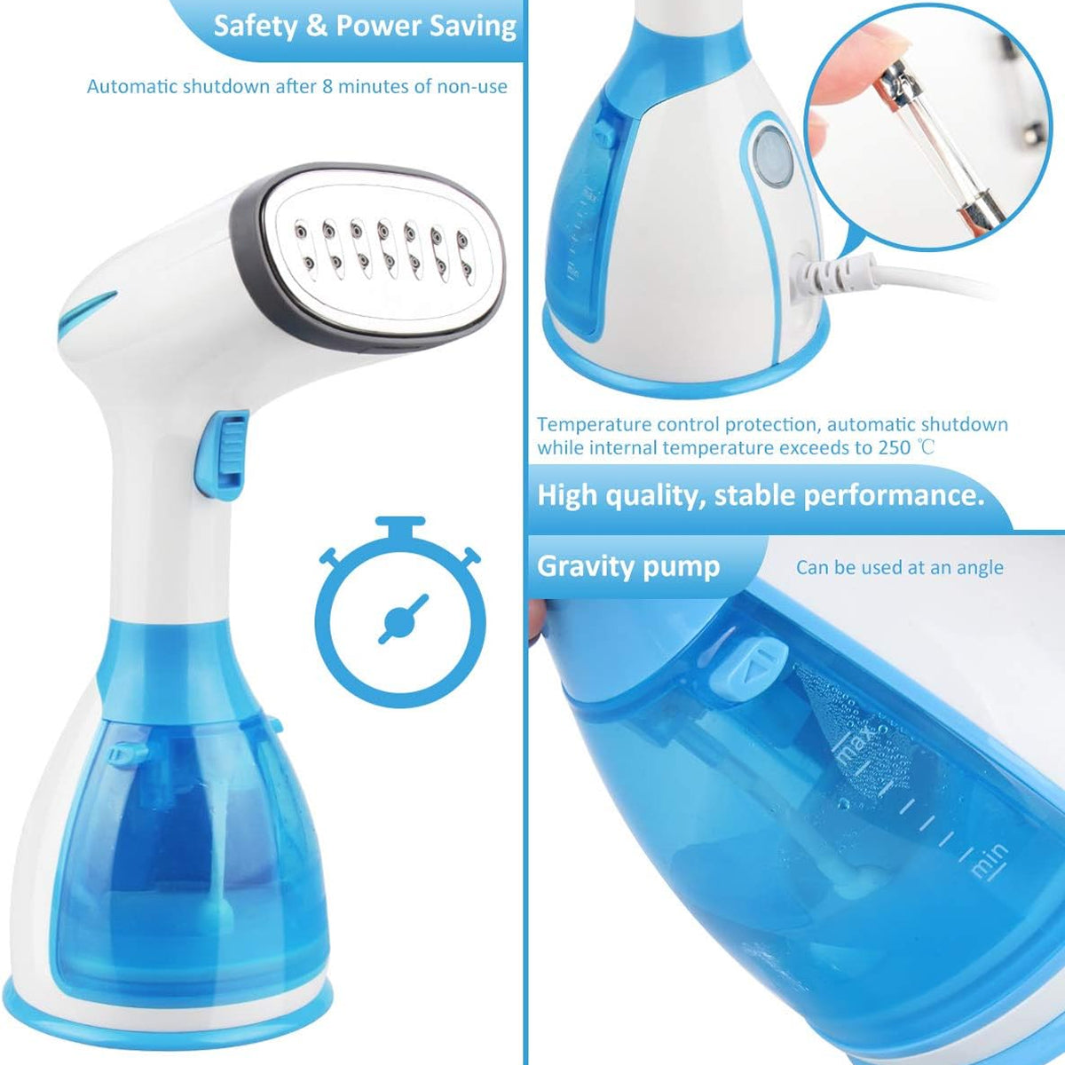 VapoElit Clothes Steamer 1500W Handheld 15s Fast Heat-Up 2-in-1 Iron & Steamer