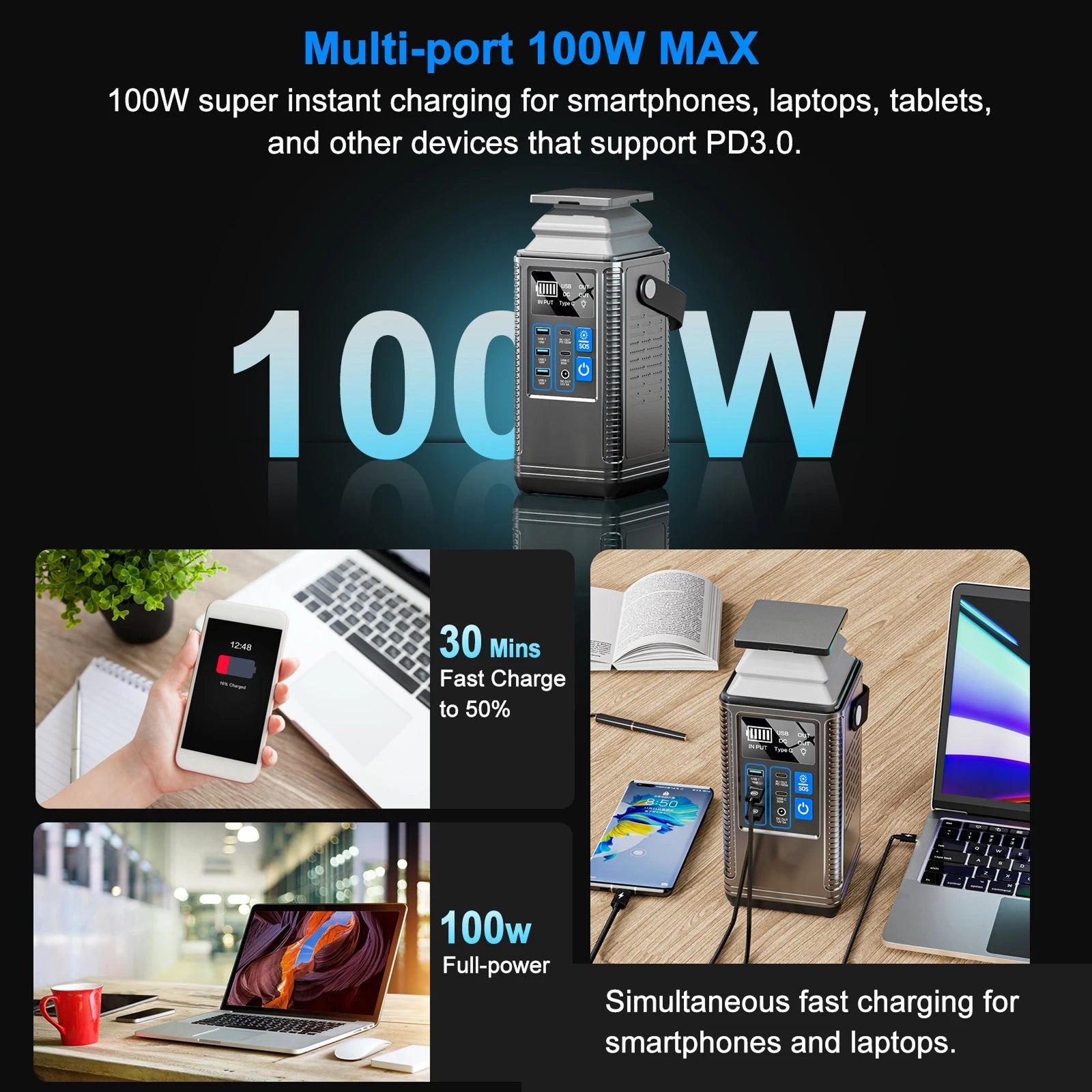 VesiForn Portable Power Station 296Wh PD 100W Fast Charging Solar Generator