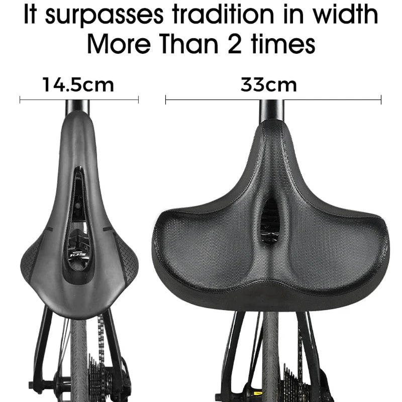 ViBikex Extra-Wide 13-Inch Bike Seat Comfort Memory Foam with Dual-Spring Suspension