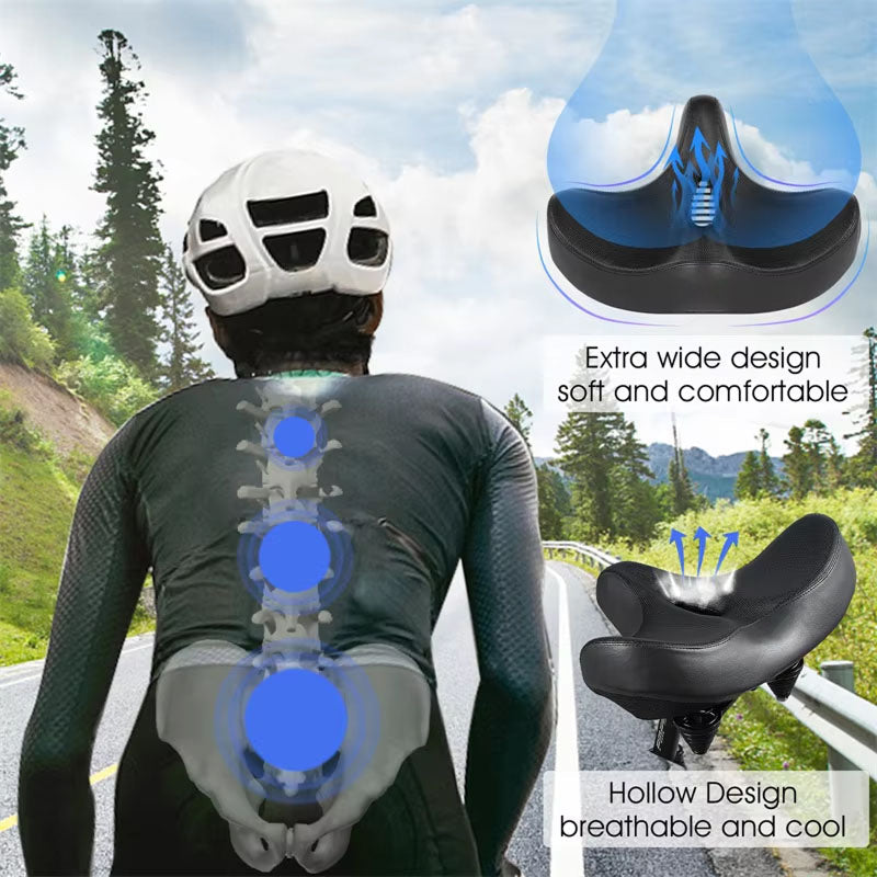 ViBikex Extra-Wide 13-Inch Bike Seat Comfort Memory Foam with Dual-Spring Suspension