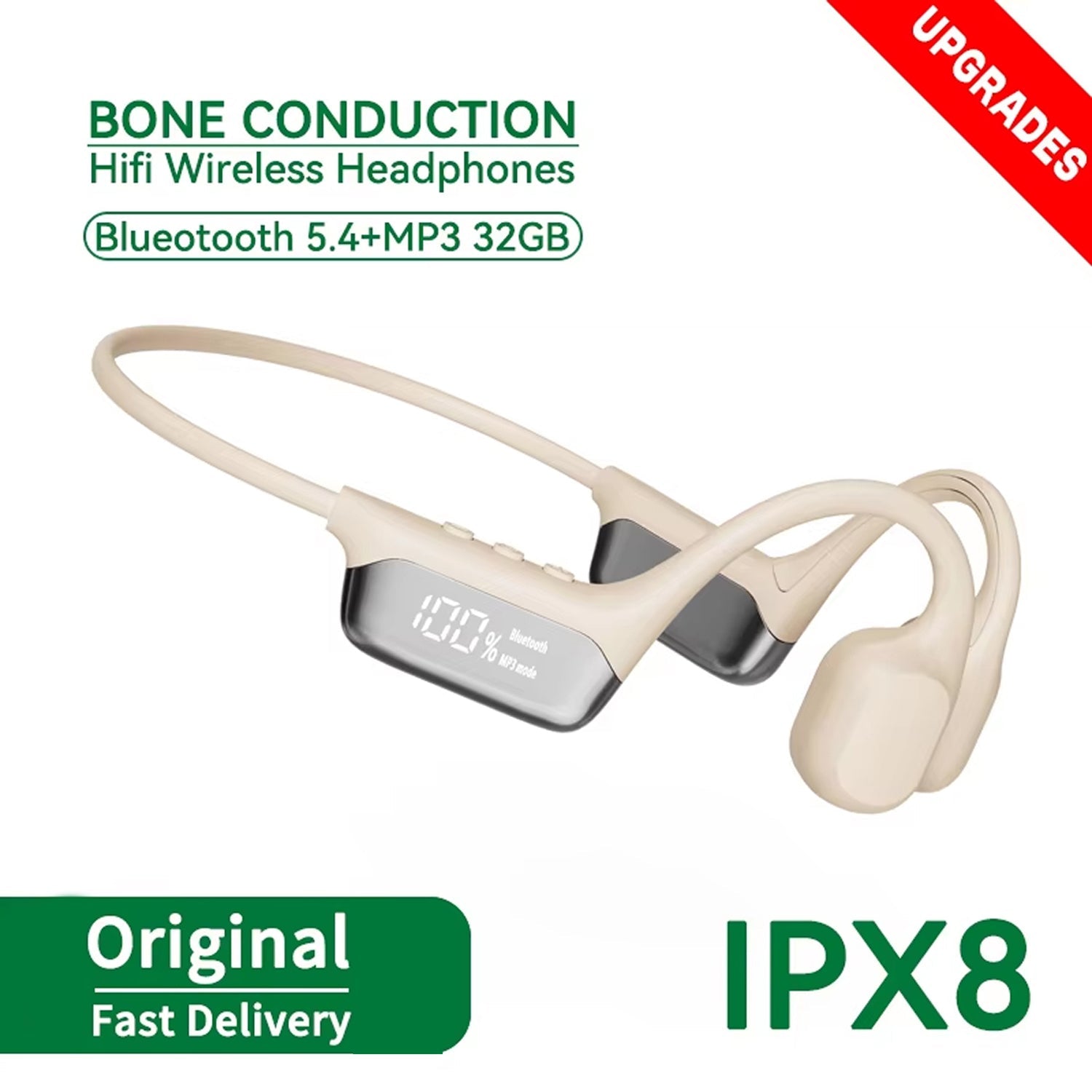 VibraFlowi IPX8 Waterproof Bone Conduction Headphones with 32GB MP3