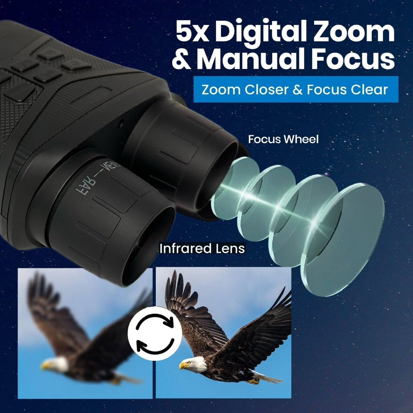 ViewCliq 4K Night Vision Goggles 42MP Digital Binoculars 5000mAh Rechargeable 3" HD Screen