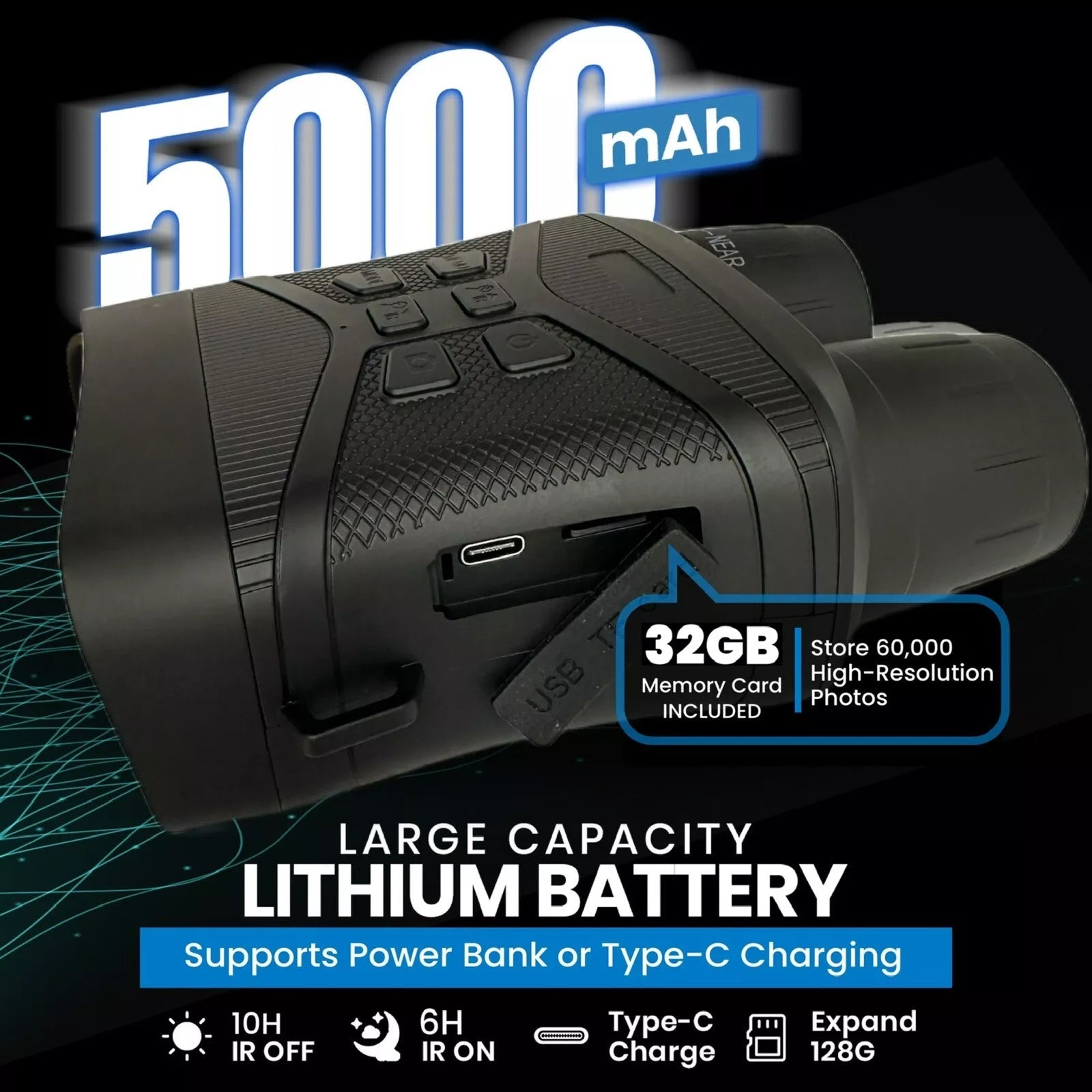 ViewCliq 4K Night Vision Goggles 42MP Digital Binoculars 5000mAh Rechargeable 3" HD Screen