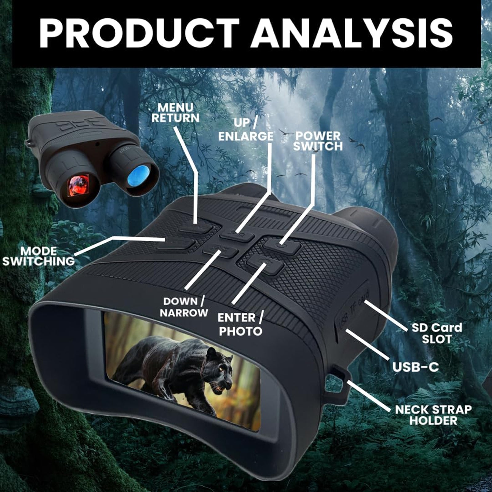 ViewCliq 4K Night Vision Goggles 42MP Digital Binoculars 5000mAh Rechargeable 3" HD Screen