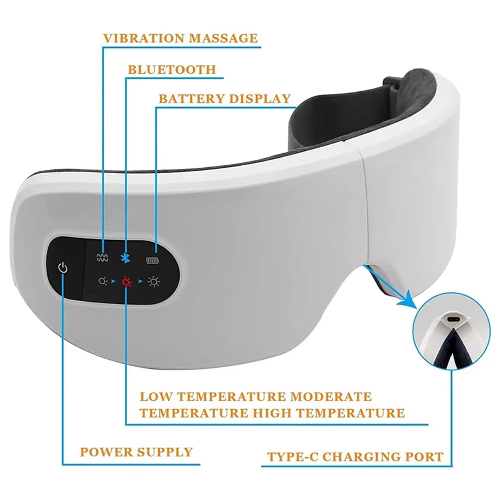 VilaFoci Smart Heated Eye Massager with Bluetooth & Heat Compression