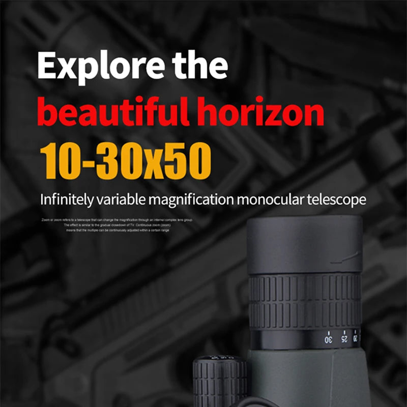Vistilyn 10-30x50 Monocular with BAK4 Prism and Waterproof Housing