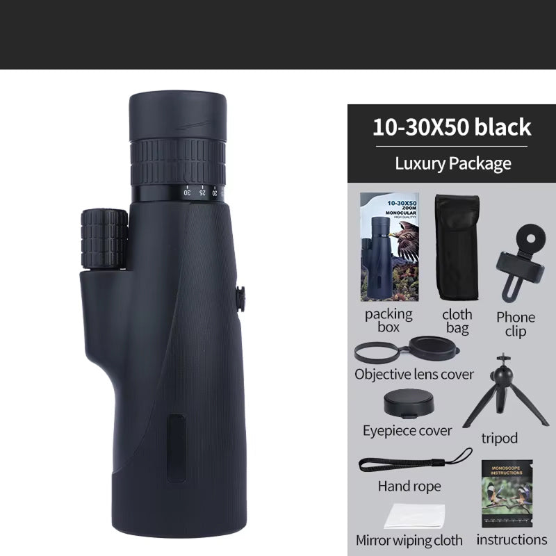 Vistilyn 10-30x50 Monocular with BAK4 Prism and Waterproof Housing