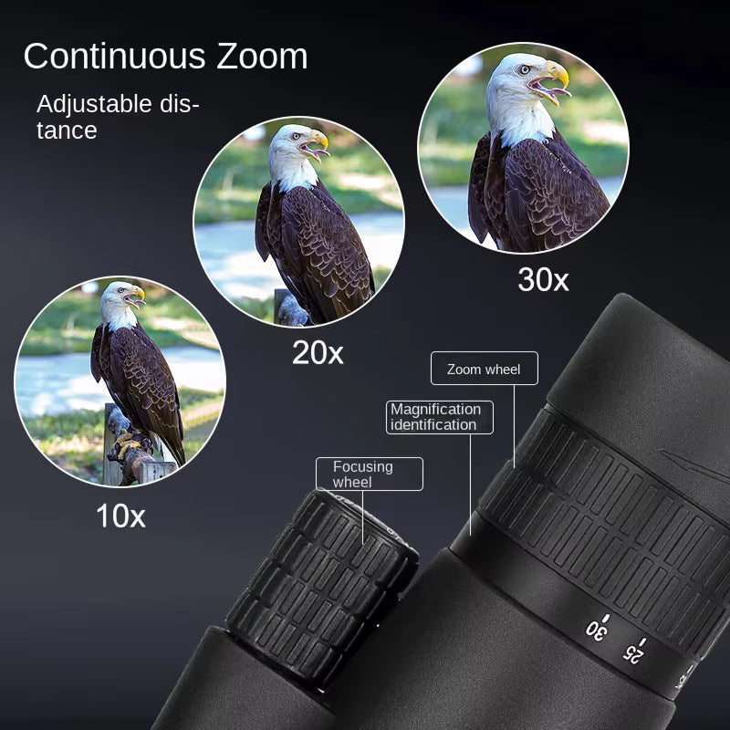 Vistilyn 10-30x50 Monocular with BAK4 Prism and Waterproof Housing