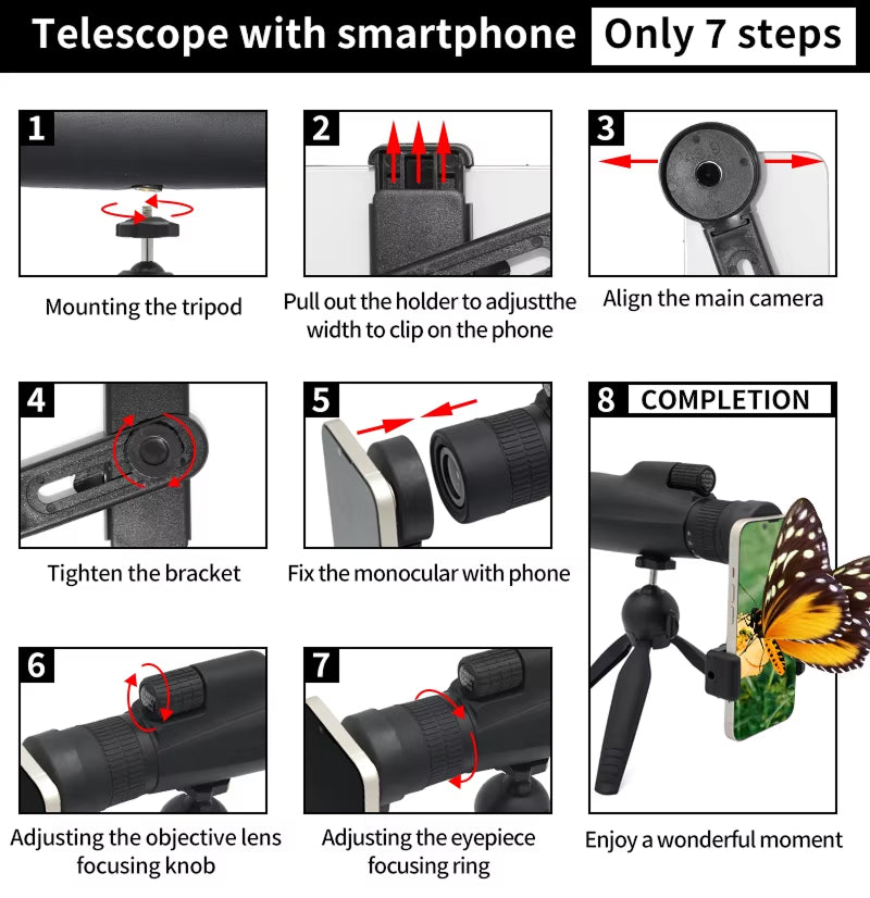 EziScopi V2 Professional Variable Zoom Monocular - HD Optics