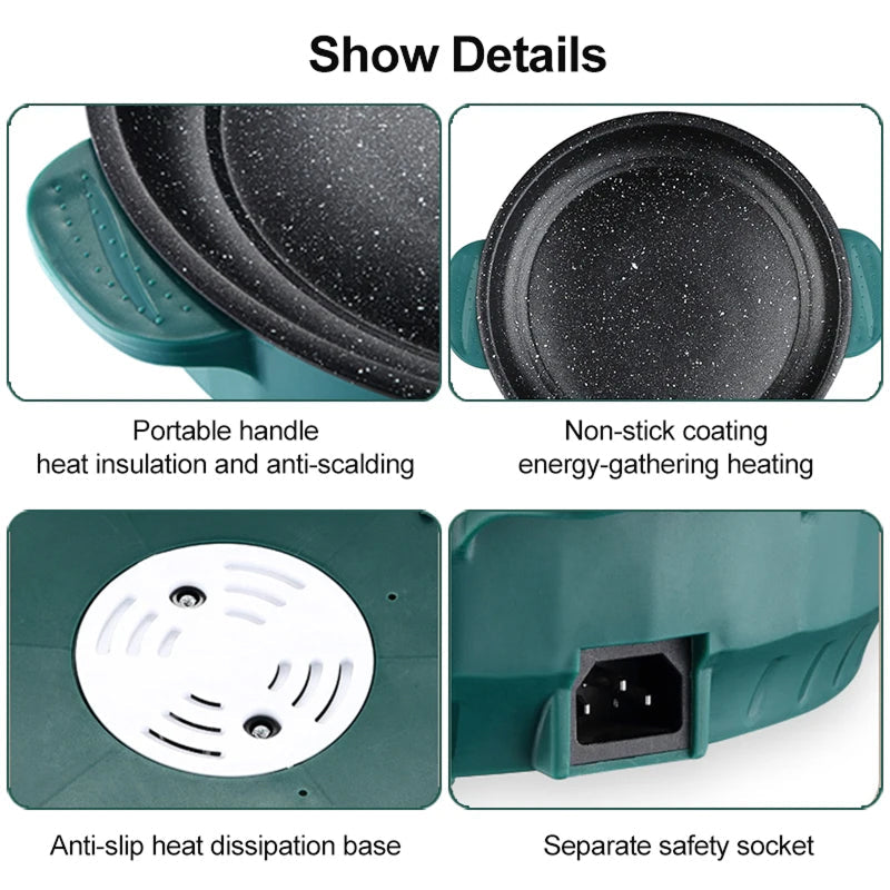 VixKilet Non-Stick Electric Skillet with Dual Power Control