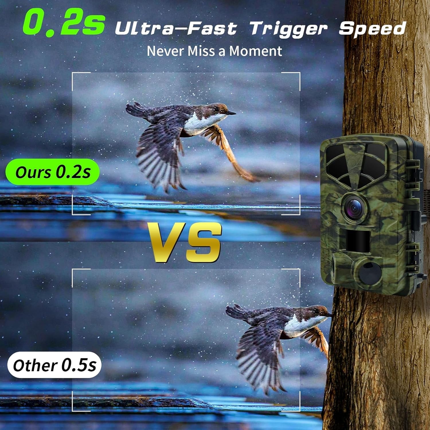 VixTralix 4K Trail Camera with WiFi App Control and 0.2s Trigger Speed