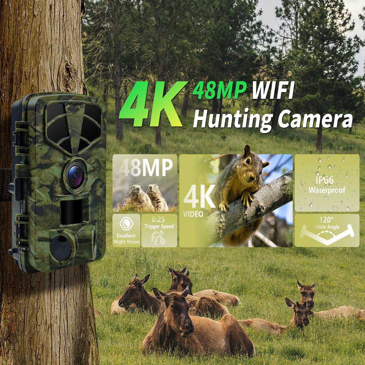VixTralix 4K Trail Camera with WiFi App Control and 0.2s Trigger Speed