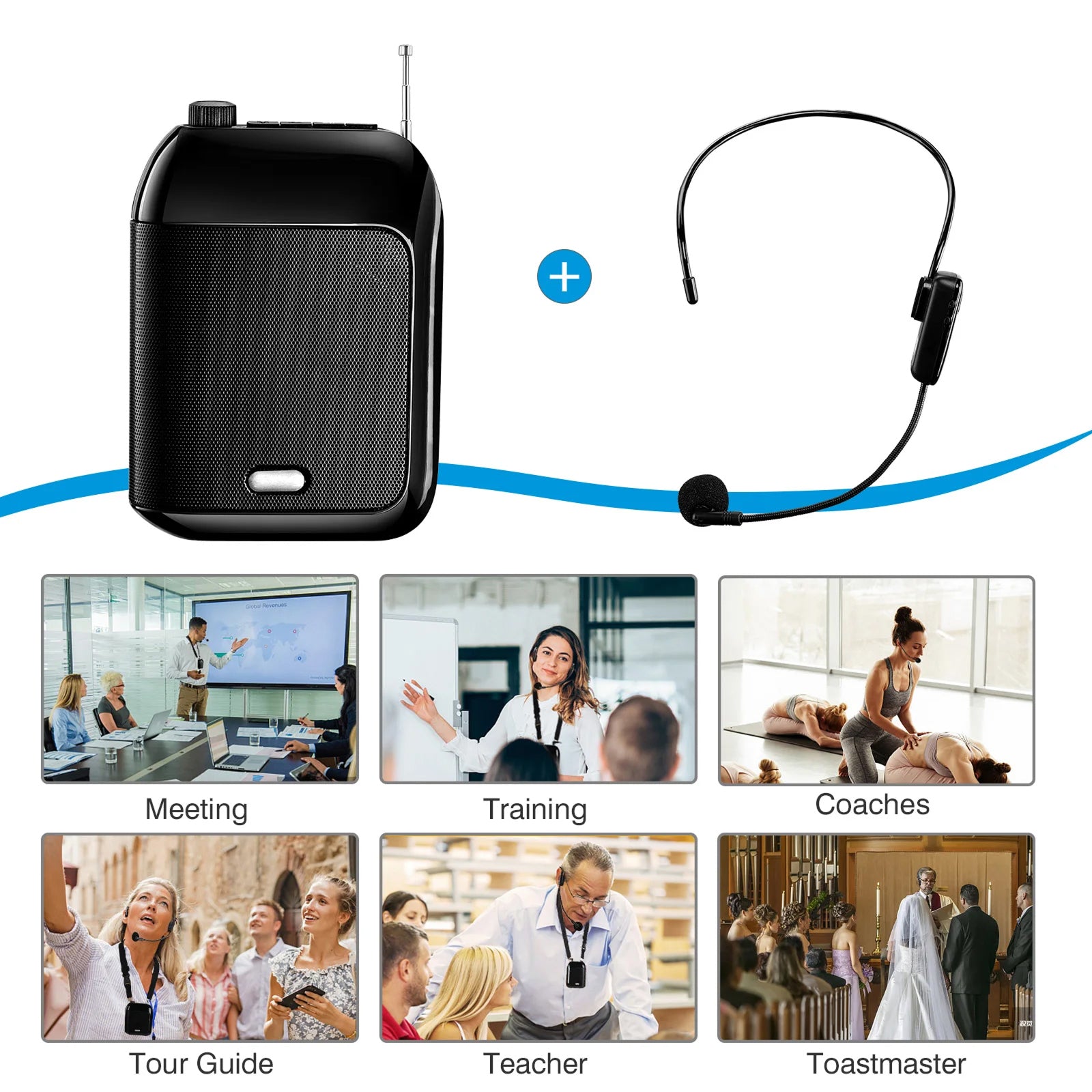VixiPiac Voice Amplifier 15W Wireless Bluetooth Microphone PA System for Teachers
