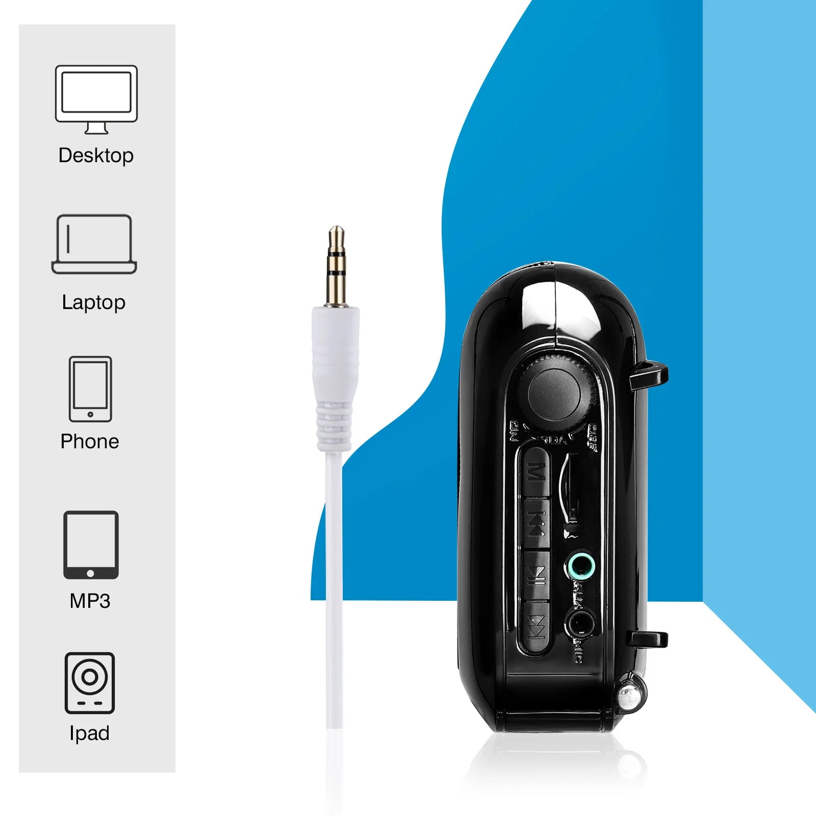 VixiPiac Voice Amplifier 15W Wireless Bluetooth Microphone PA System for Teachers
