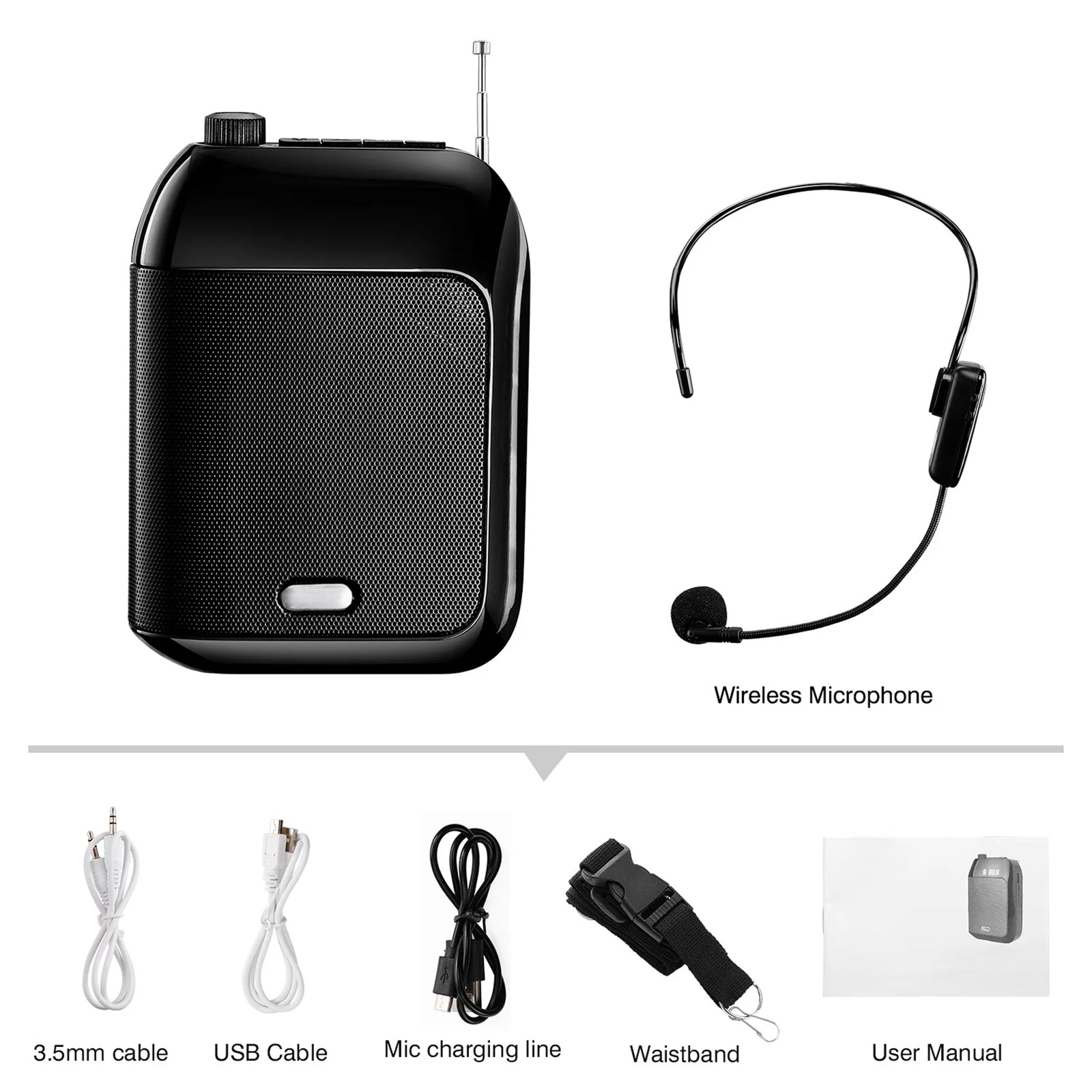 VixiPiac Voice Amplifier 15W Wireless Bluetooth Microphone PA System for Teachers