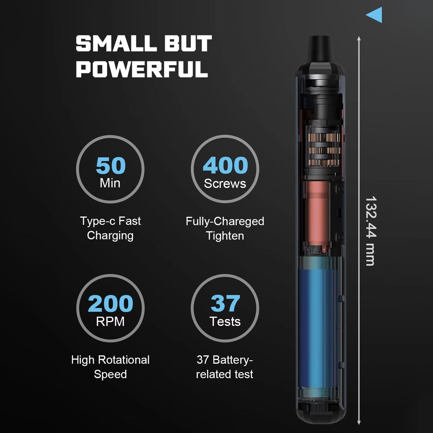 VolTrixxy 68-in-1 Electric Screwdriver - 5 Torque Settings, S2 Steel Bits, 400-Screw Battery Capacity