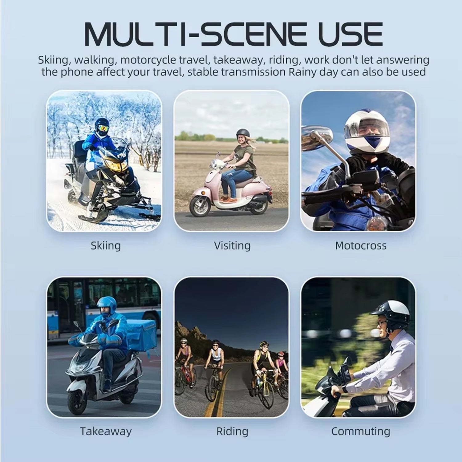 VoxiRide Motorcycle Bluetooth Intercom 500m Range IPX6 Waterproof with 48H Battery and AI Voice Control