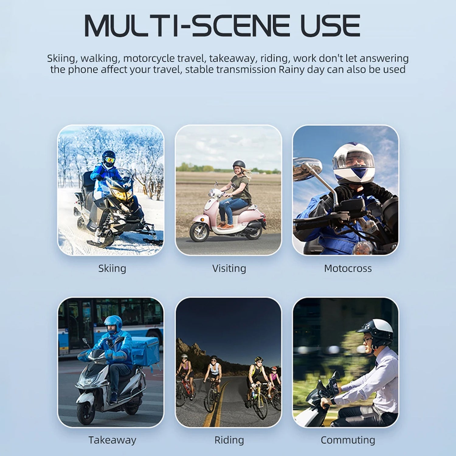 VoxiRide Motorcycle Bluetooth Intercom 500m Range IPX6 Waterproof with 48H Battery and AI Voice Control