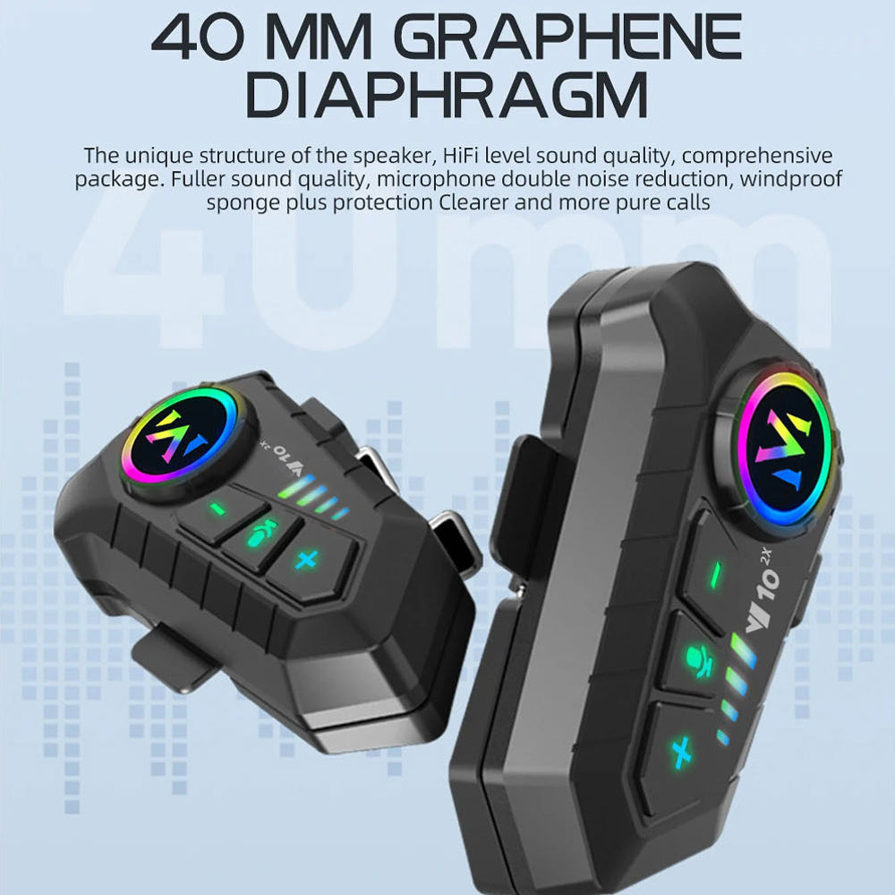 VoxiRide Motorcycle Bluetooth Intercom 500m Range IPX6 Waterproof with 48H Battery and AI Voice Control