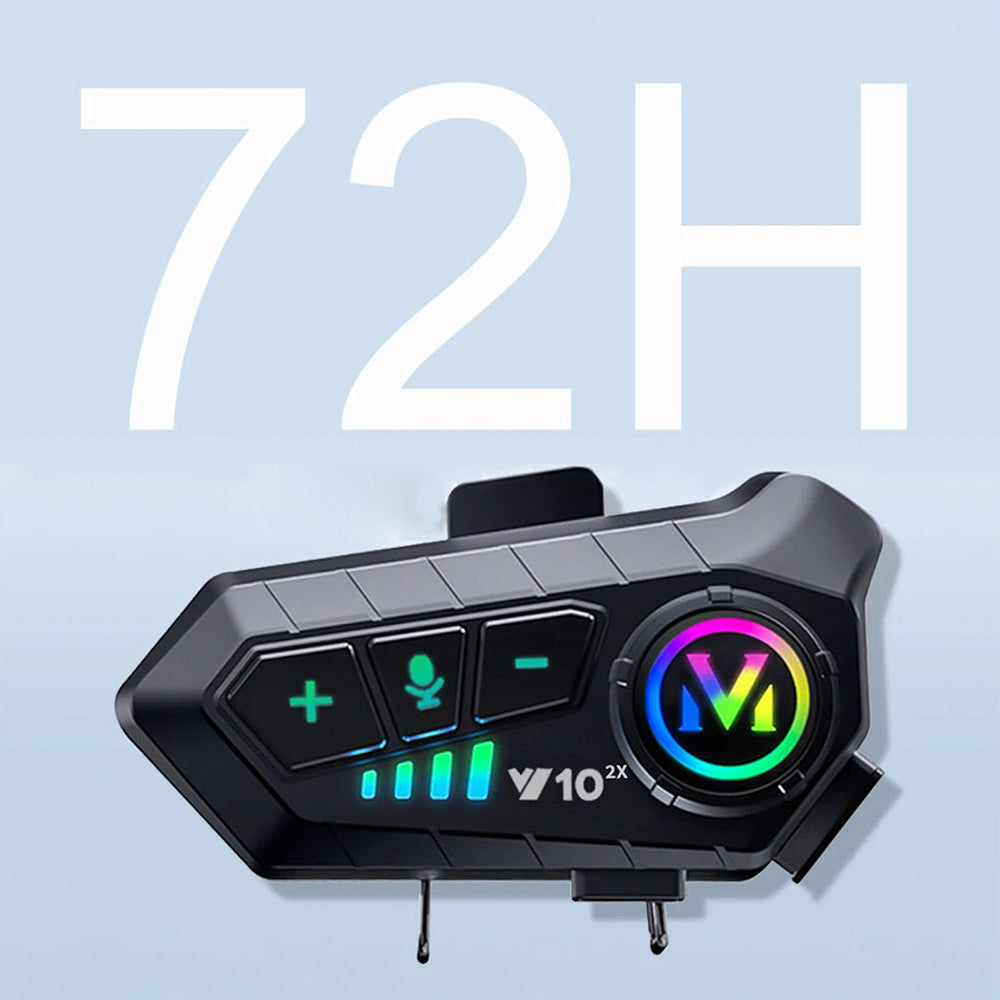 VoxiRide Motorcycle Bluetooth Intercom 500m Range IPX6 Waterproof with 48H Battery and AI Voice Control