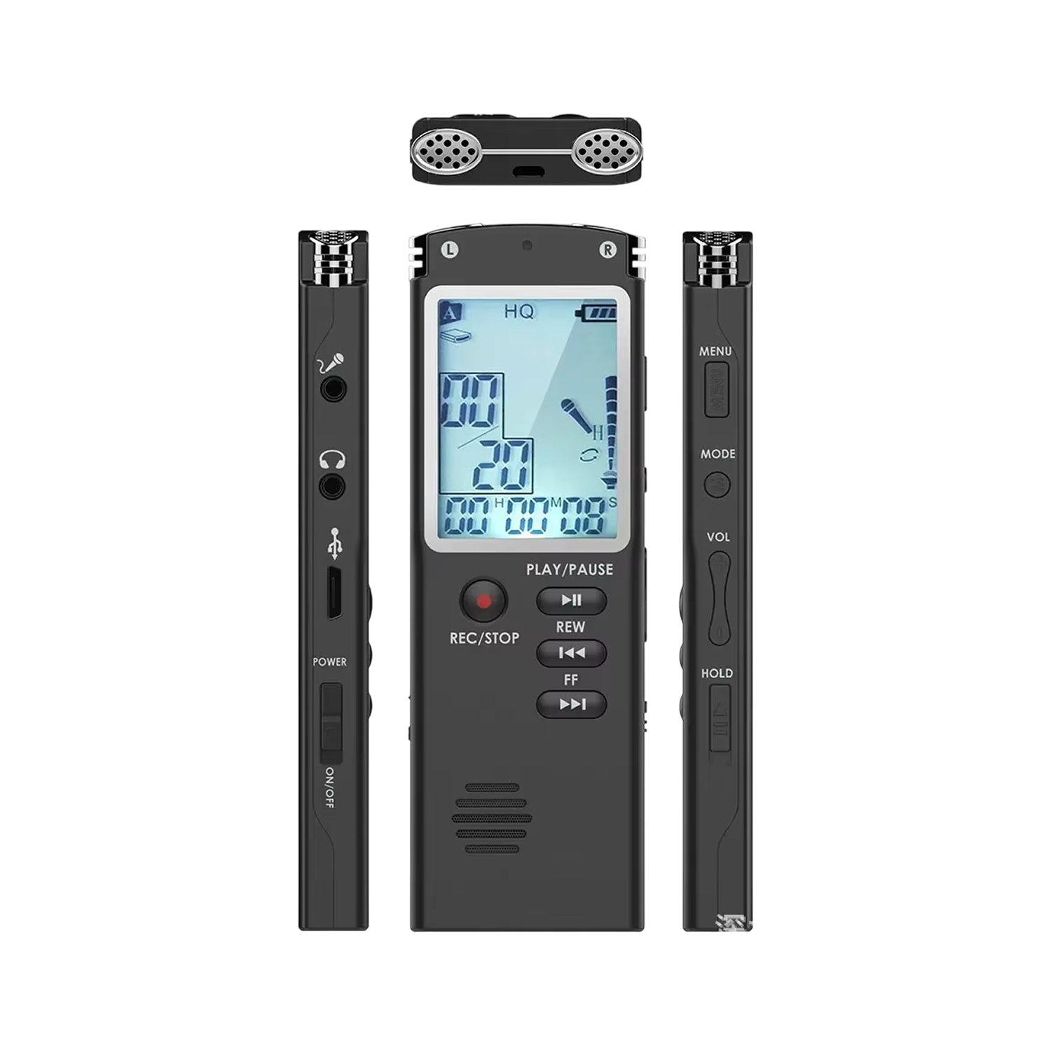 Voximex Digital Voice Recorder - 64GB Storage, 1536Kbps Studio Quality, Voice Activated