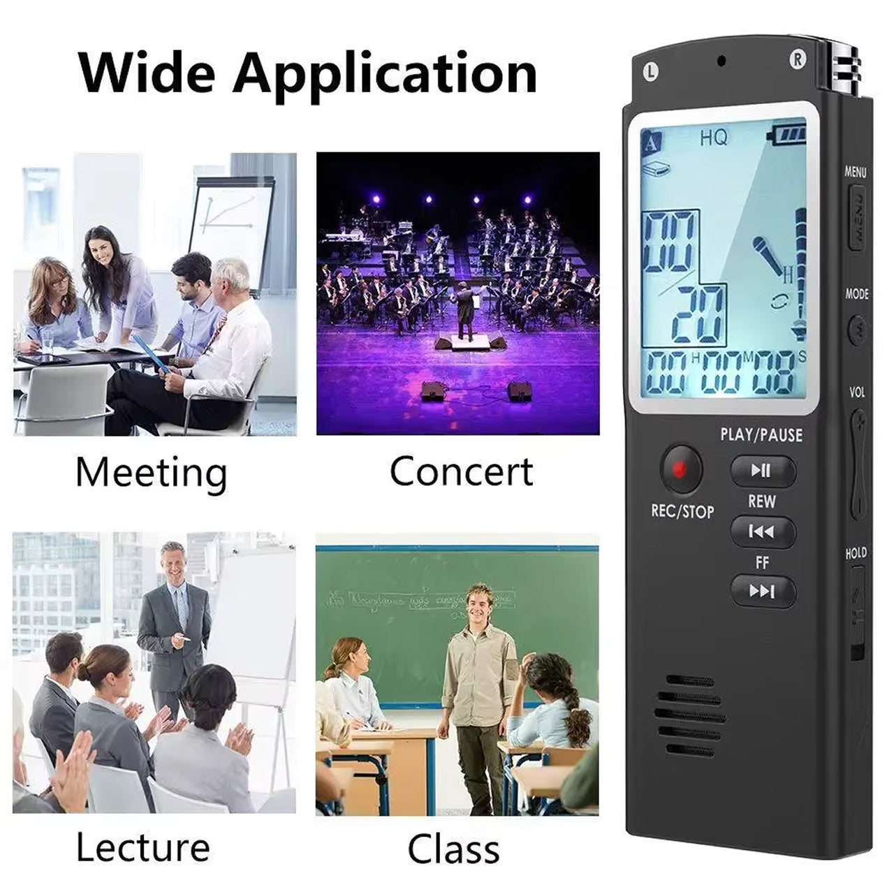 Voximex Digital Voice Recorder - 64GB Storage, 1536Kbps Studio Quality, Voice Activated