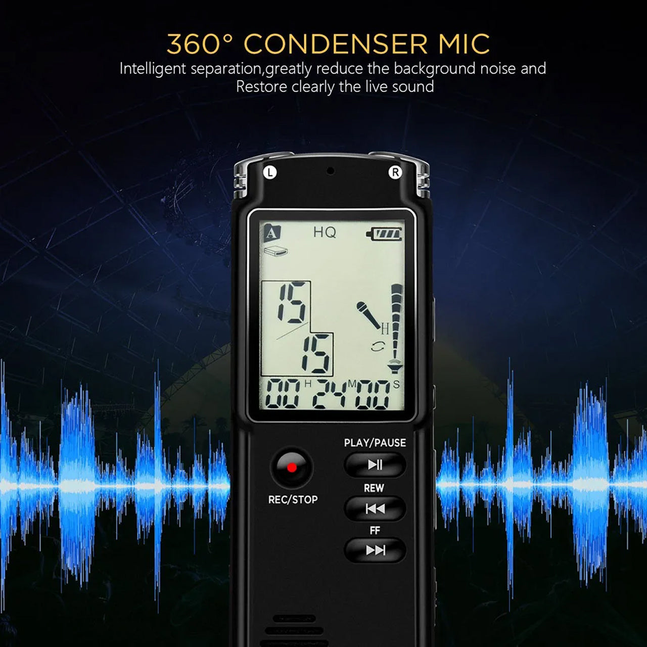 Voximex Digital Voice Recorder - 64GB Storage, 1536Kbps Studio Quality, Voice Activated