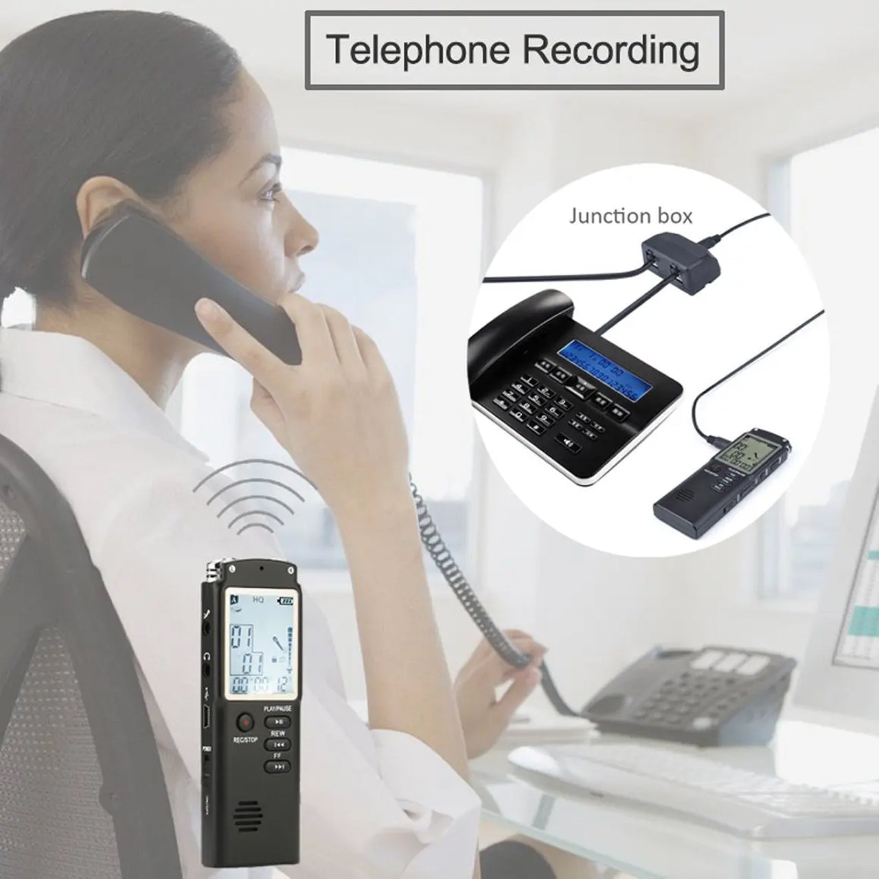 Voximex Digital Voice Recorder - 64GB Storage, 1536Kbps Studio Quality, Voice Activated