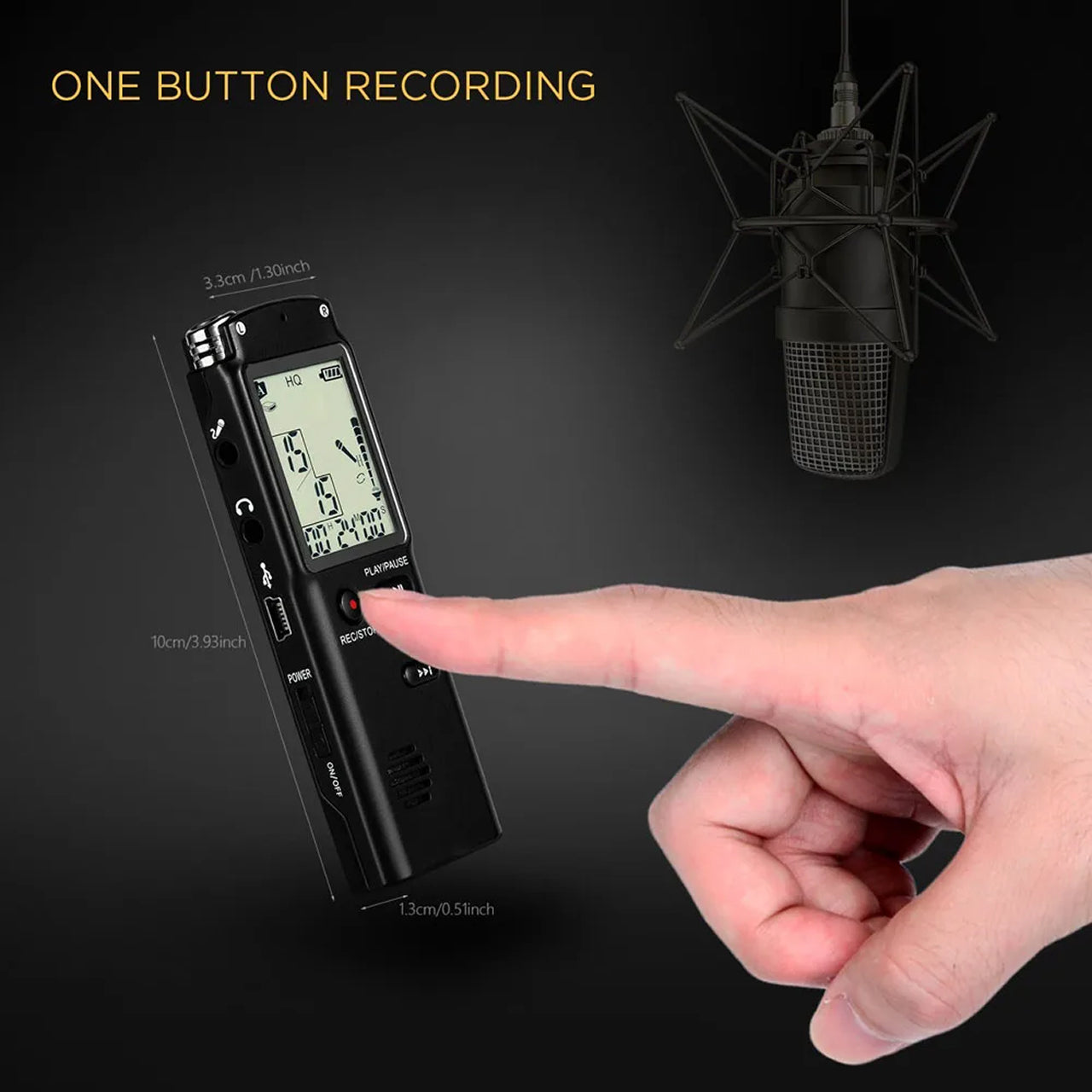 Voximex Digital Voice Recorder - 64GB Storage, 1536Kbps Studio Quality, Voice Activated