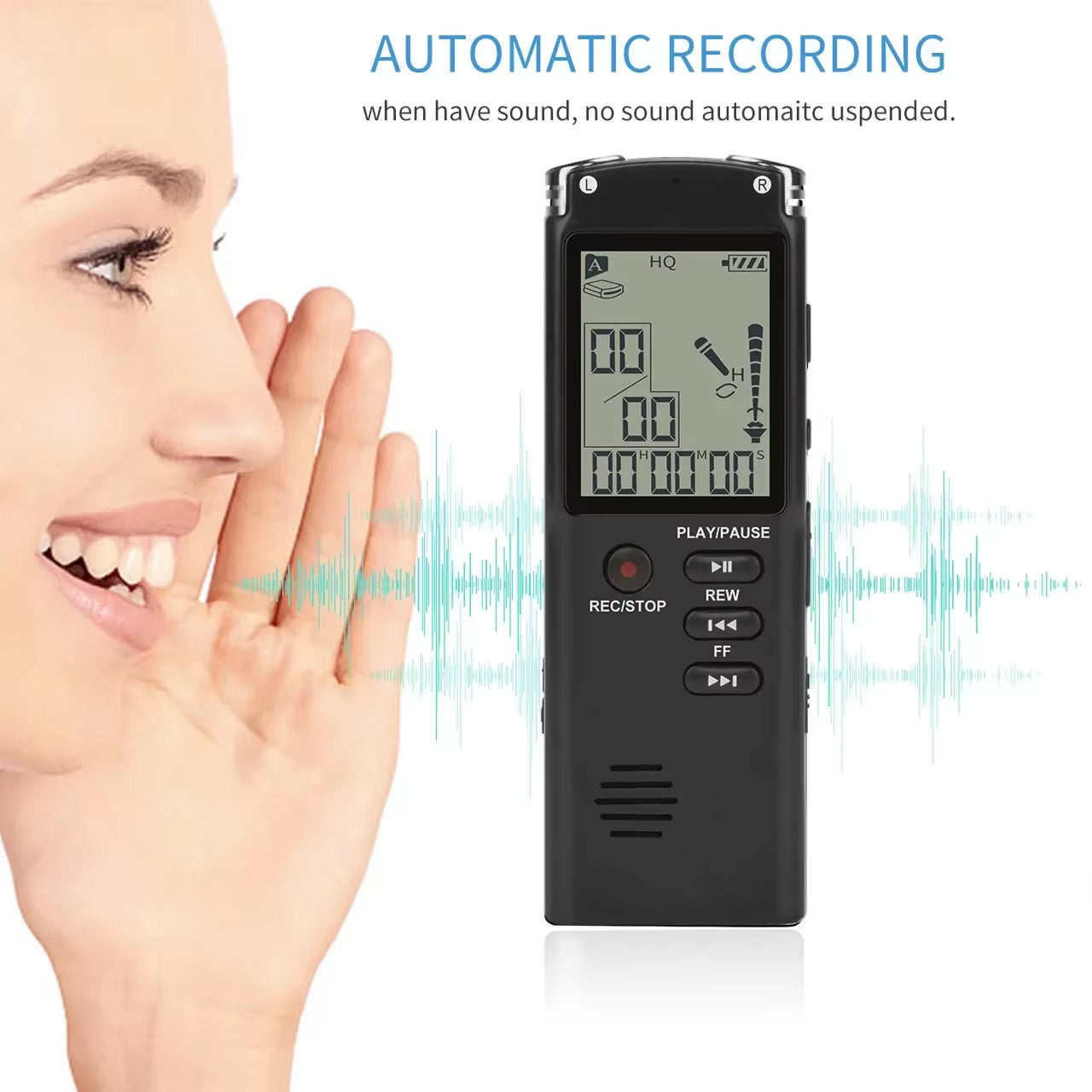 Voximex Digital Voice Recorder - 64GB Storage, 1536Kbps Studio Quality, Voice Activated