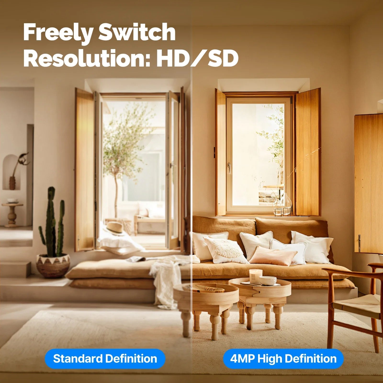 VugitCam 4MP Indoor Security Camera 360° Pan/Tilt AI Motion Detection Alexa & Google