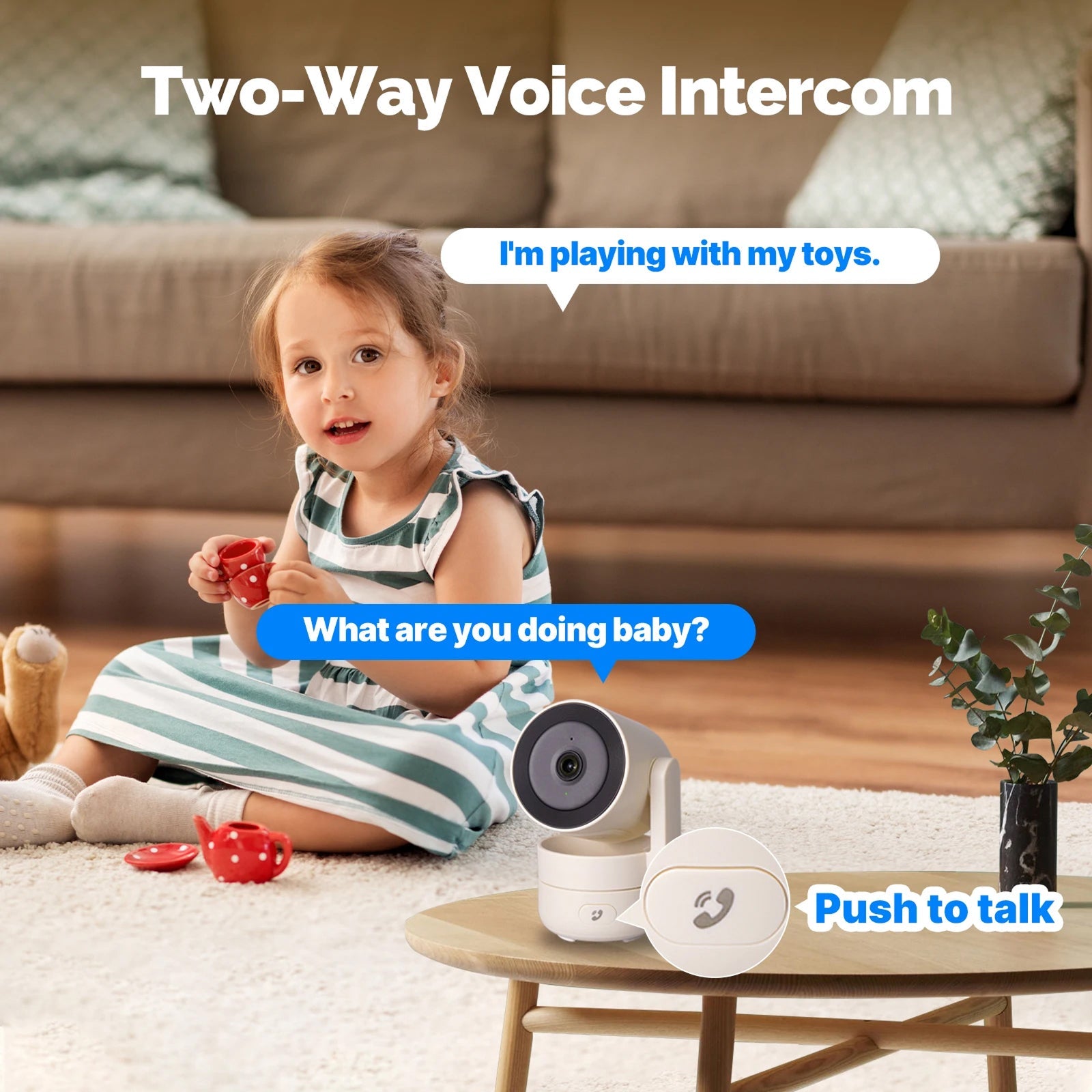 VugitCam 4MP Indoor Security Camera 360° Pan/Tilt AI Motion Detection Alexa & Google