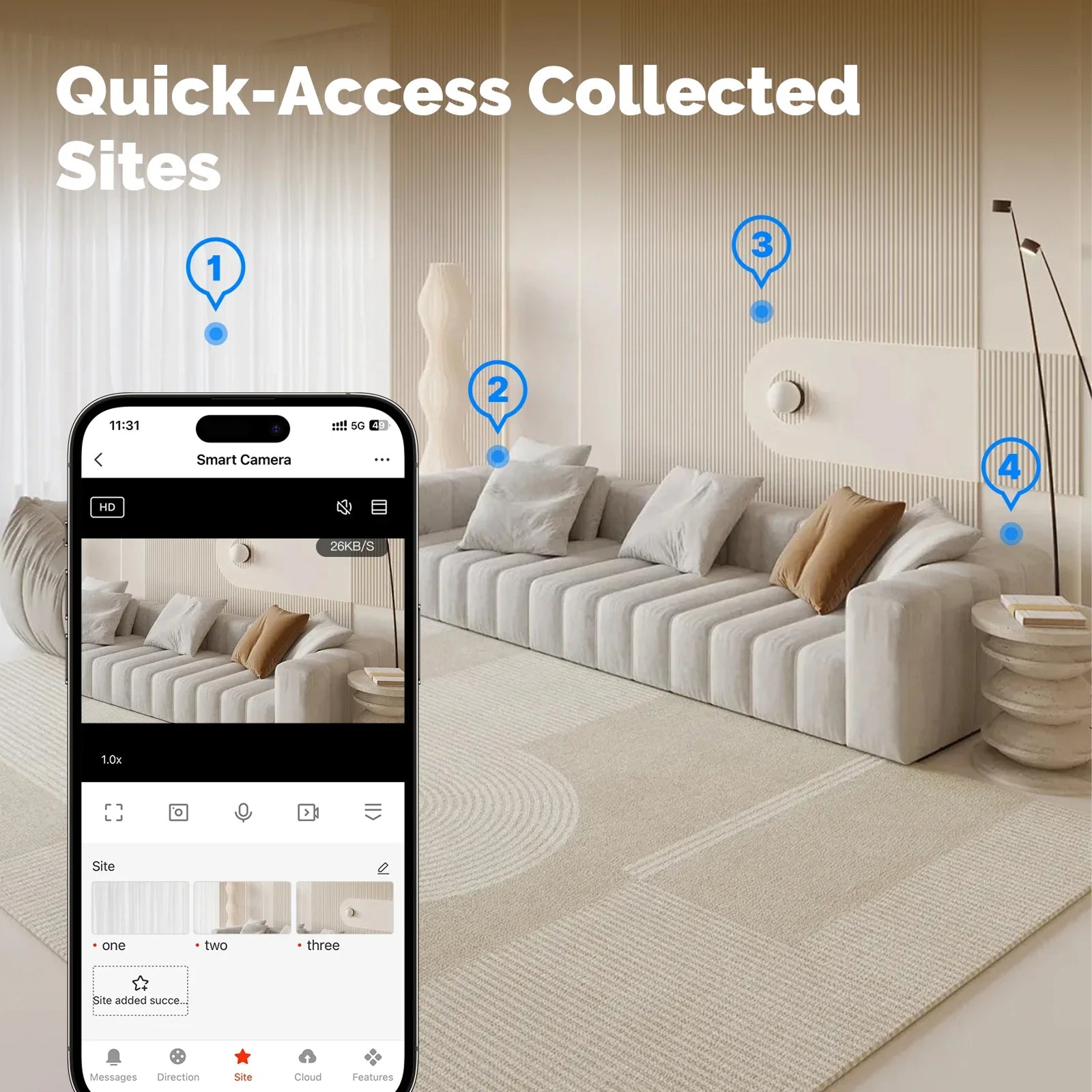 VugitCam 4MP Indoor Security Camera 360° Pan/Tilt AI Motion Detection Alexa & Google