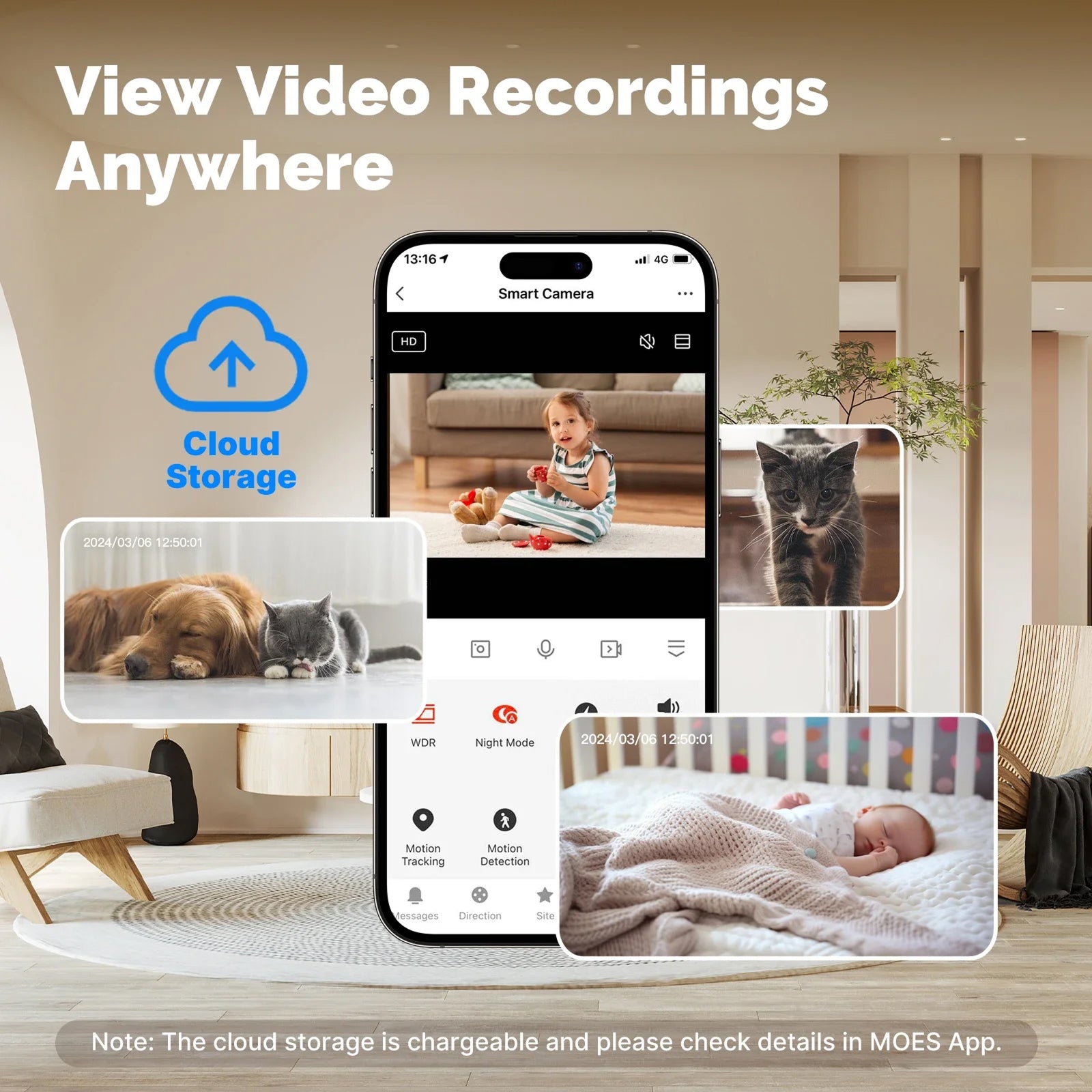 VugitCam 4MP Indoor Security Camera 360° Pan/Tilt AI Motion Detection Alexa & Google